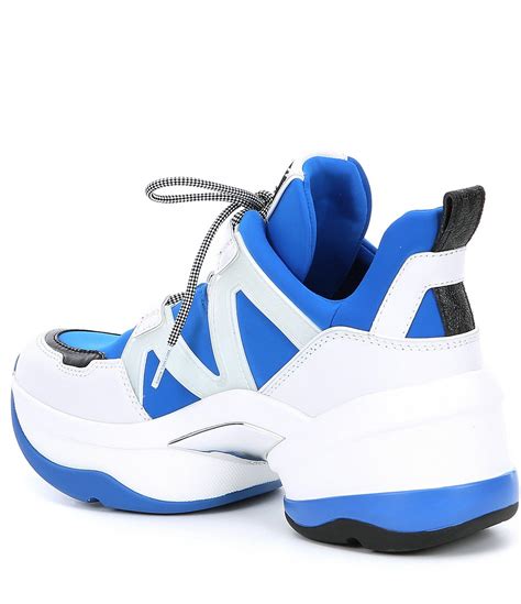 michael michael kors olympia leather and scuba trainer|Michael Kors olympia sneakers blue.